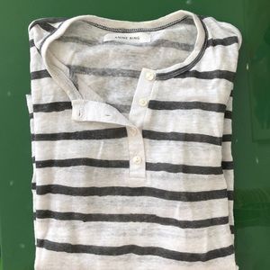 Anine Bing long sleeve striped linen tee M